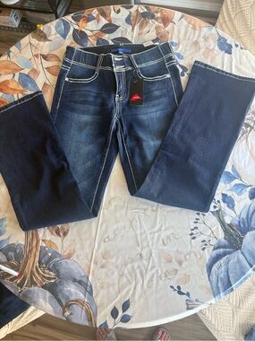 Apt. 9 Dark Blue Boot Cut Jeans with Contrast Stitching